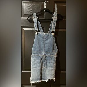 Free People Frayed Hem Denim Overall Skirt